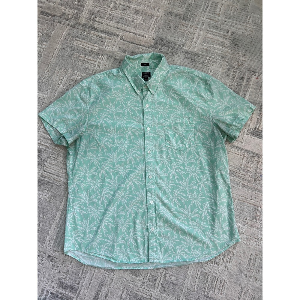 J. Crew Men's XXL Slim Fit Flex Washed Palm Print Short Sleeve Shirt